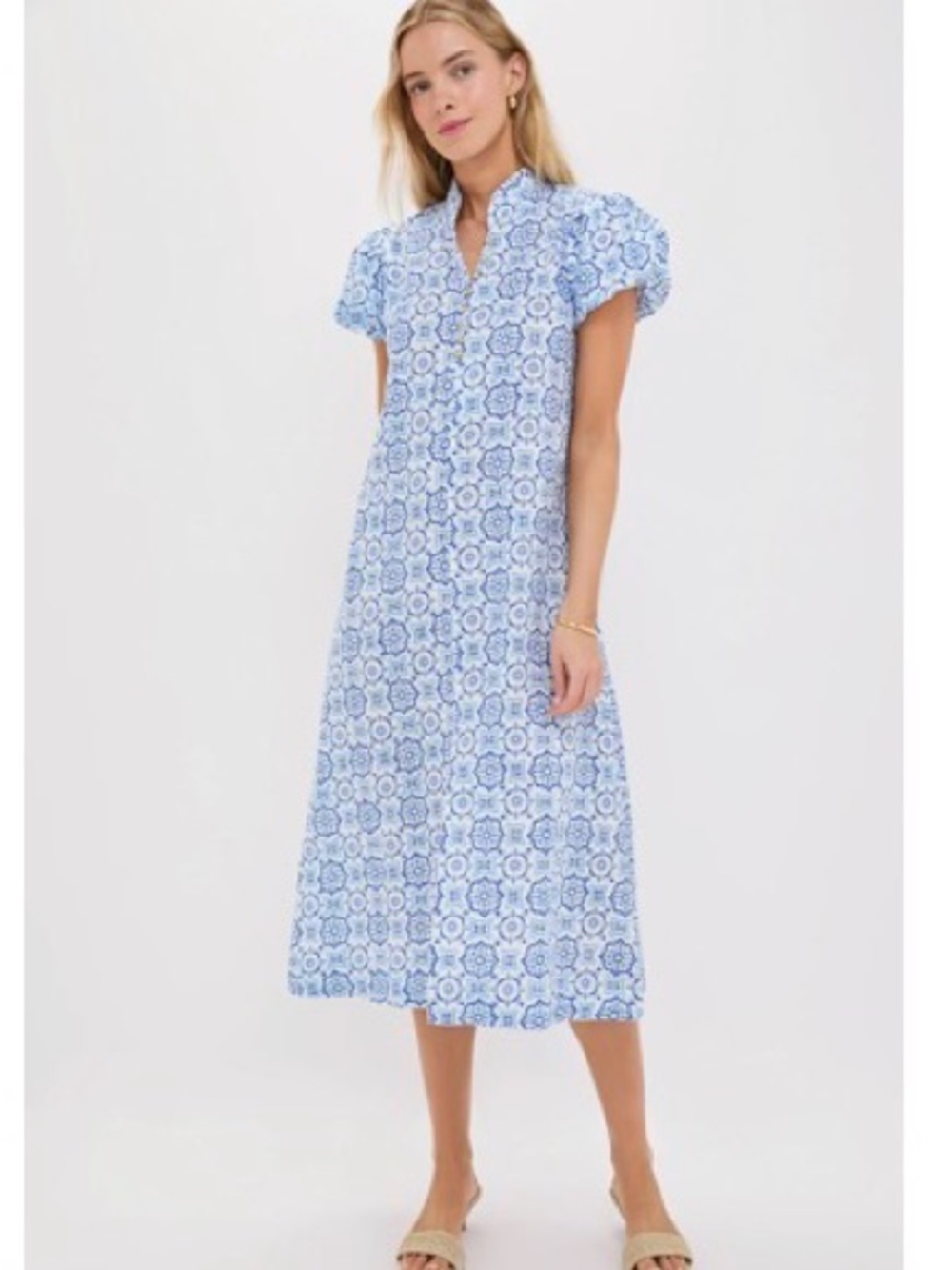 Sail to Sable Blue Medallion Midi Dress XS